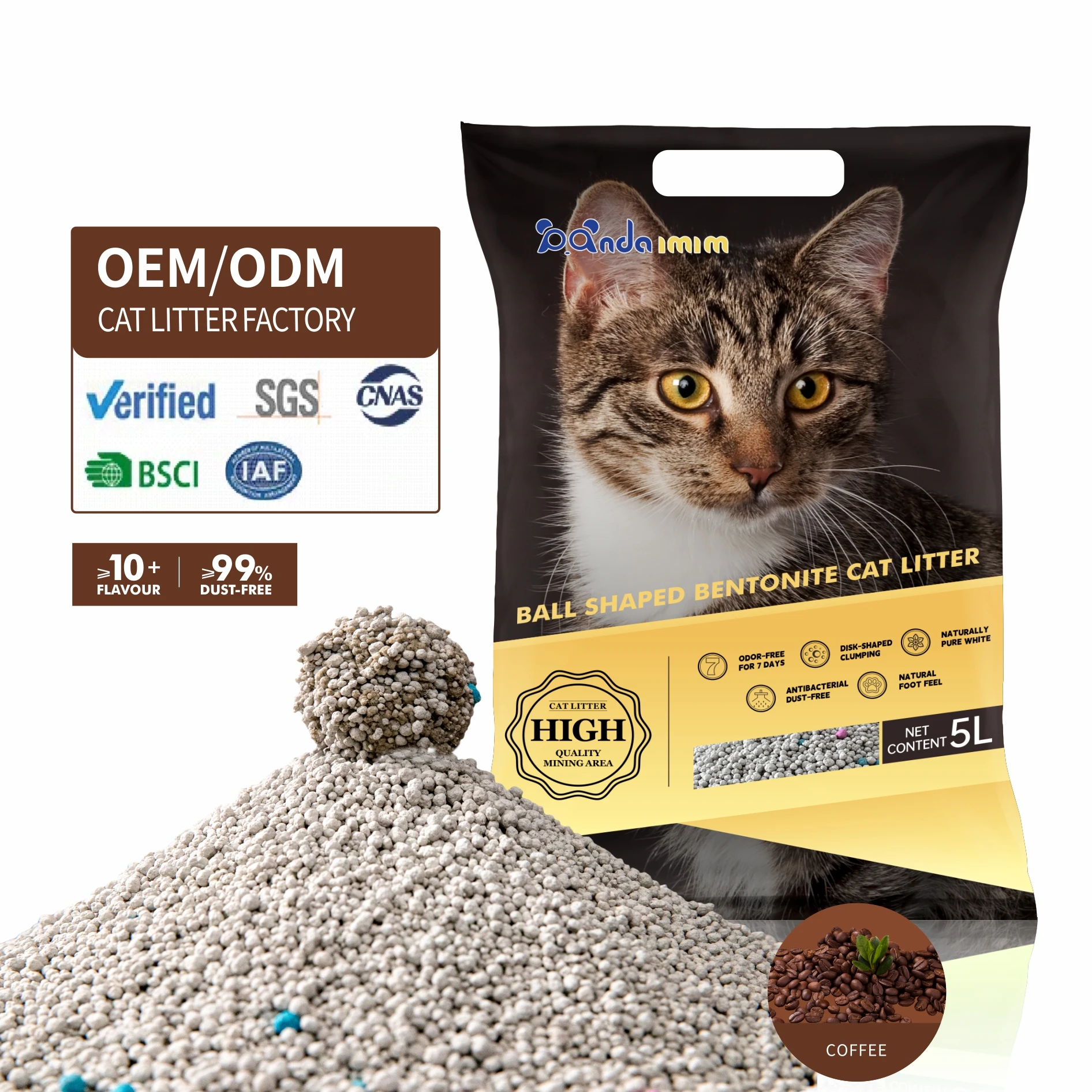 100% Natural Ecological Low Tracking Arena Para Gatos Premium High Quality Kitty Sand Color Granule Bentonite Cat Litter