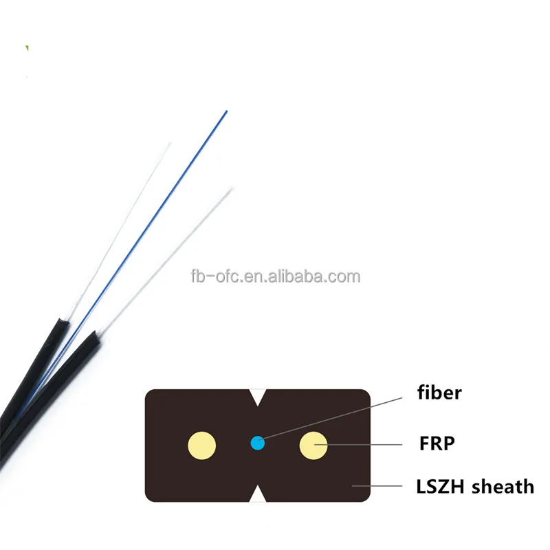 GJXFH FTTH indoor optical fiber drop cable self-support 1 core Single mode 2x3mm FRP STEEL Strength Member