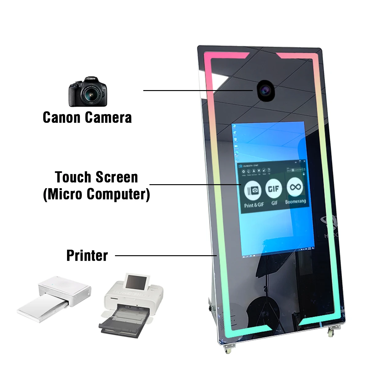 2023 augmented reality photo booth mirror kiosk machine magic mirror photo booth camera and printer mirror photo accessories