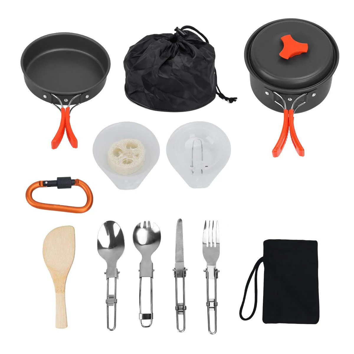 Portable Outdoor Camping Cookware Set Picnic Fried Pan Pot Tableware 14 Pieces Set Wholesale