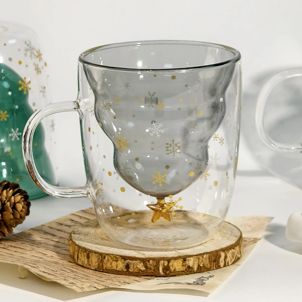 2024 Transparent Double Wall Thermal Glass Cup without Handle Cute Design Style Beer Shape for Coffee and Drinks