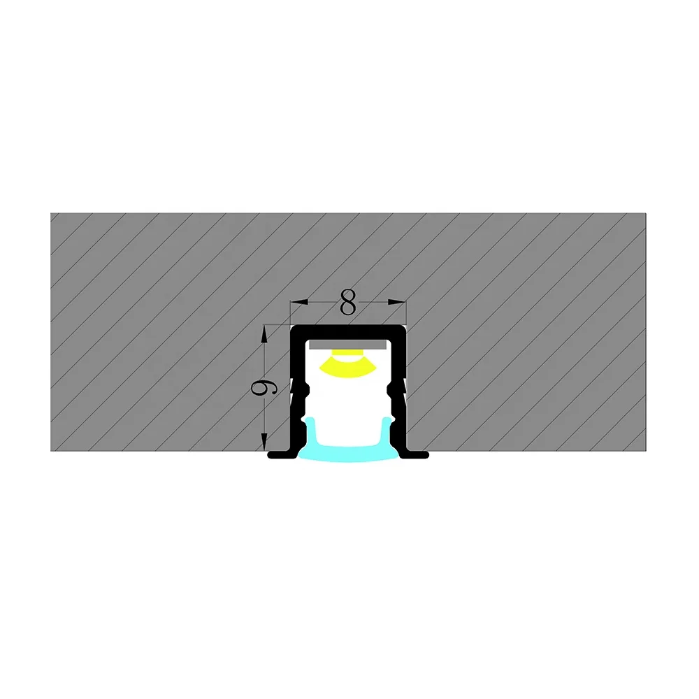 0809C China Supplier Groove Aluminum Plate Led Channel Aluminium Profile For LED Strip Lights for led cabinet light 08*09mm