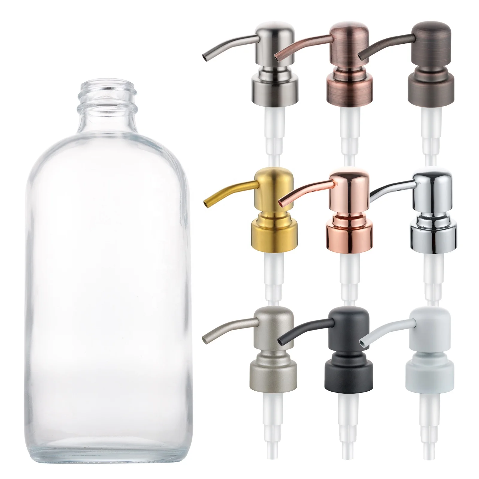 Stainless steel hand soap pump for bottle 28/400 brush or polished silver surface