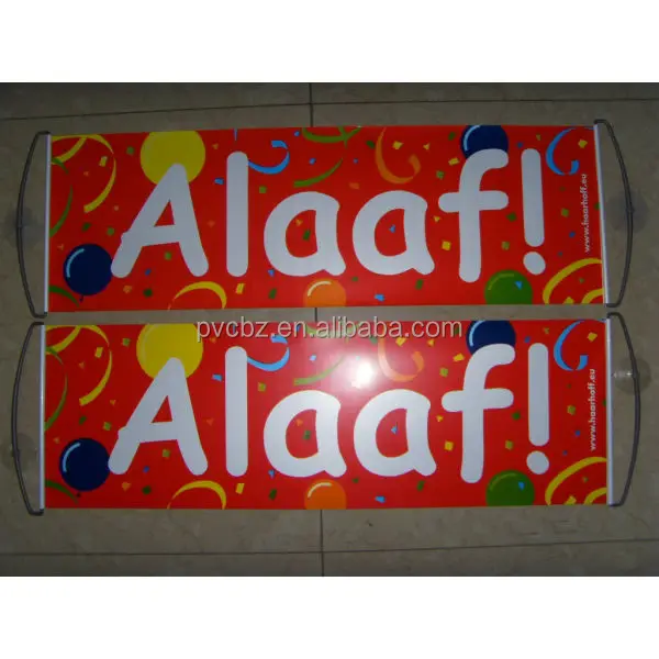 Best selling custom size color 30*45cm Plastic handheld scrolling fan banner