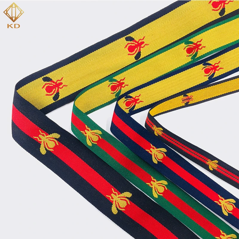 High quality knit woven jacquard ribbon white and black stripe tape webbing for sportswear decoration