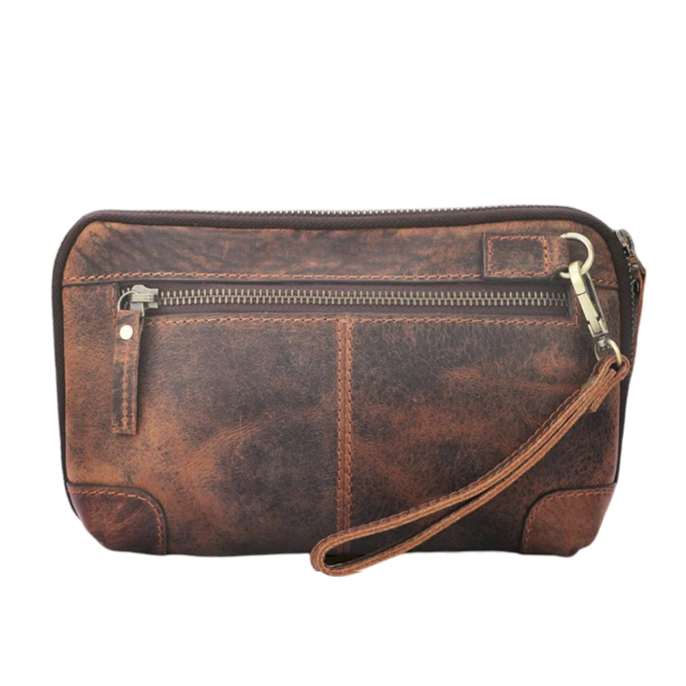 Crazy Horse Leather Waterproof Phone Accessories and Electronics Large Capacity Travelling Bags for Travel Gadget Cable Charger