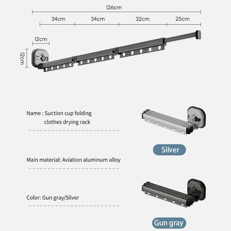 Hot Selling Wall-Mounted Suction Cup Foldable Clothes Drying Hanger Balcony Drying Rack and Clothing Organizer