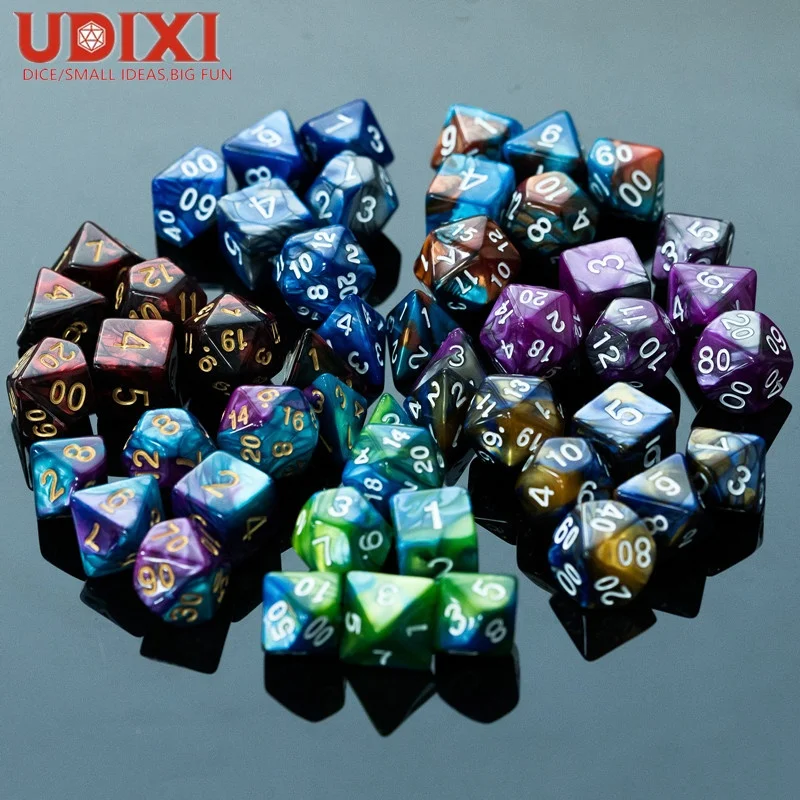Udixi Polyhedral Plastic Acrylic RPG MTG Wholesale Dungeons and Dragons Dice Set Color Mixed