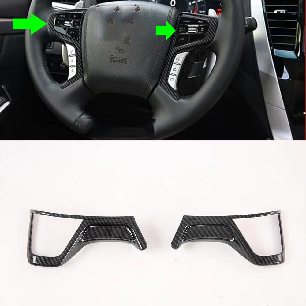 Auto Carbon Fiber Pattern Steering Wheel Cover Trim Car Body Kit Upgrade Accessories Decoration For 2020 Mitsubishi Pajero Sport