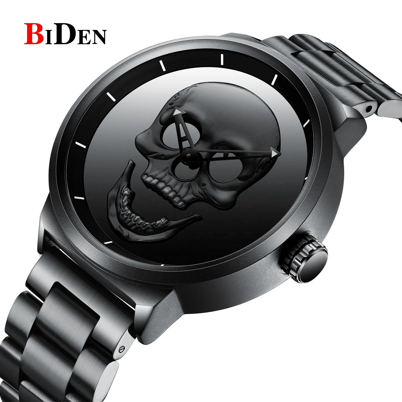
Biden skeleton watch big face solid steel band Japanese movement mens luxury watch wrist custom logo 