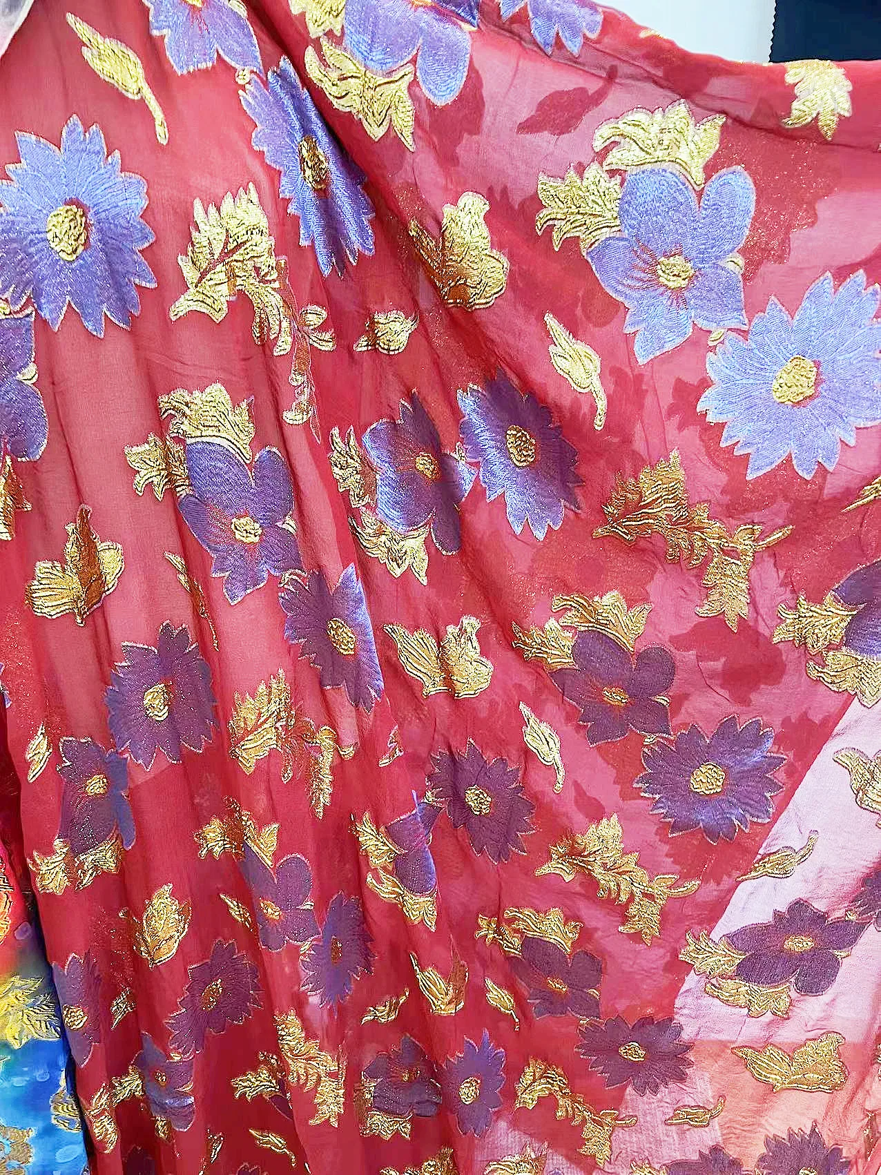 High Quality Beautiful silk blended lurex metallic gabasar width chiffon fabric
