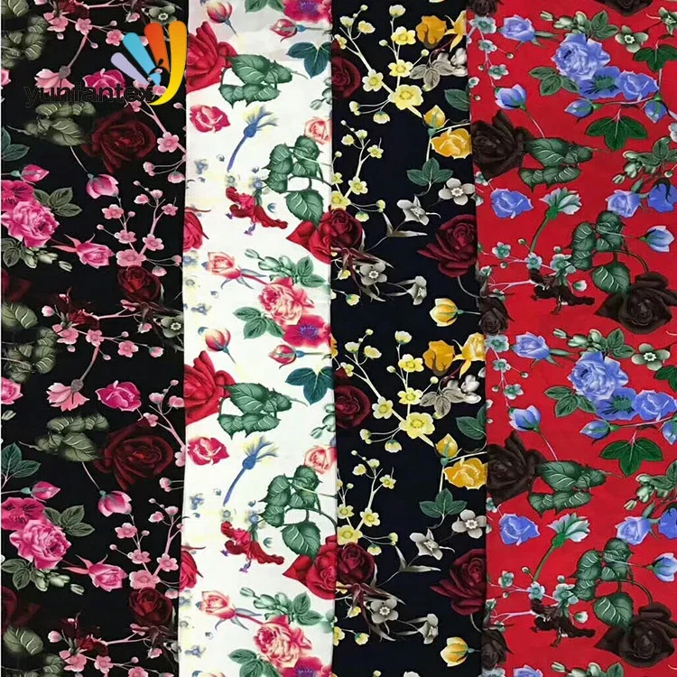 
2019 Wholesale cheap 100% printed viscose spandex fabric for women garments 