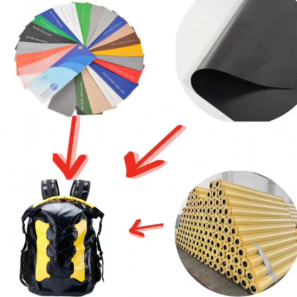 600gsm Waterproof PVC Tarpaulin Fabric Custom Colors 100% Polyester Laminated in Rolls for Bag Water Resistant