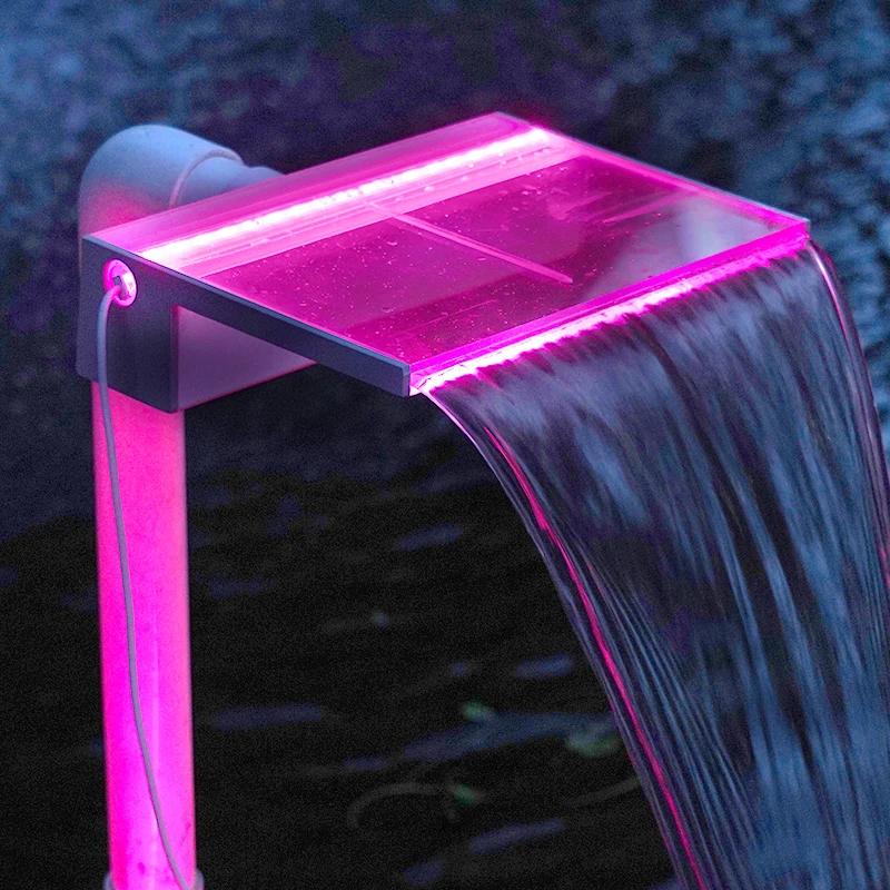 Wall mounted water-blade cascade colorful led light decoration swimming pool water curtain waterfall