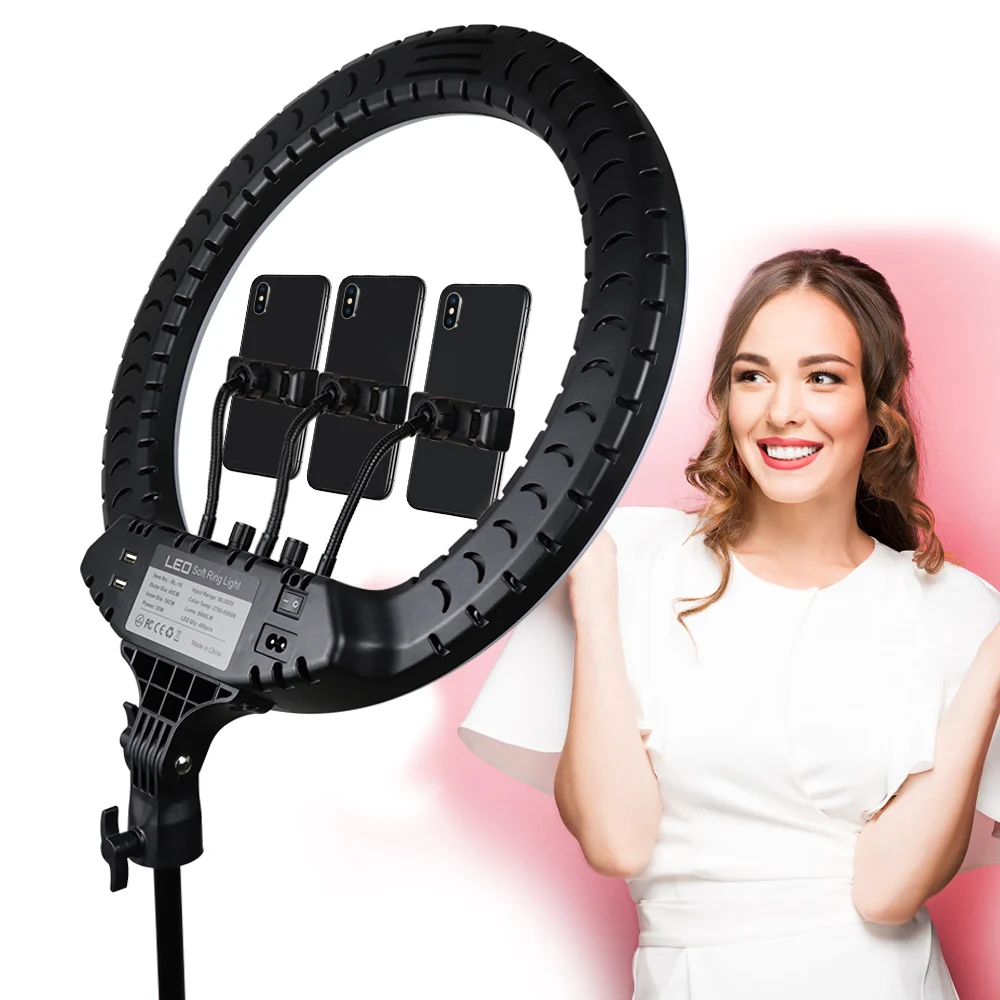 Кольцевой светильник 18 дюймов led 2700-6500K 55 Вт с регулируемой яркостью фотографическое освещение