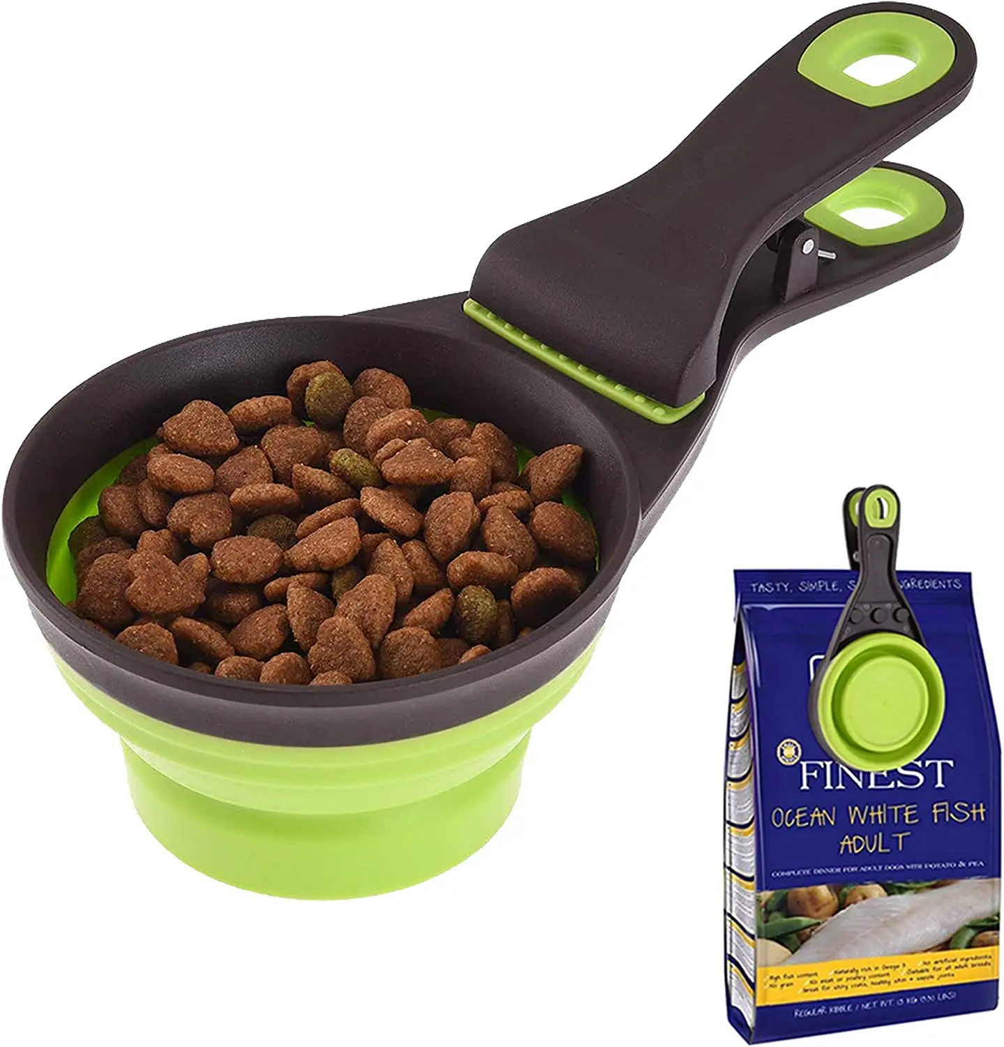 2023 New Folding Silicone Multifunctional Pet Food Spoon With Clip and Measuring Cup Cat Dog Food Spoon Dog Accessories