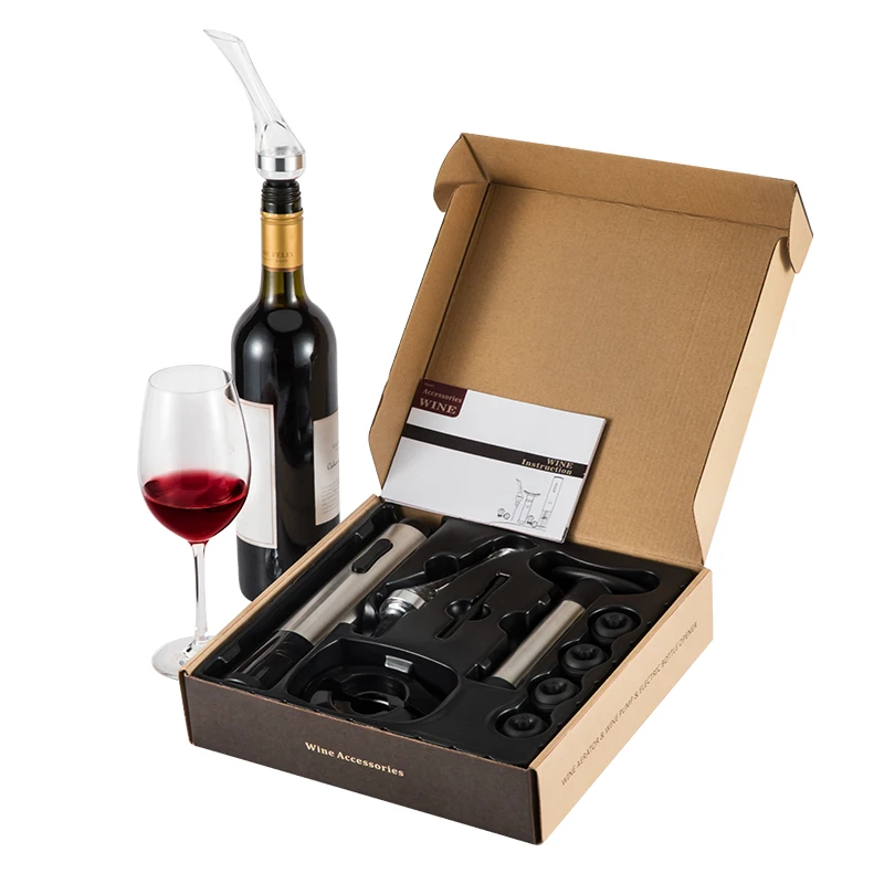 
Automatic electric wine bottle opener gift set with foil cutter vacuum stopper wine aerator pourer 