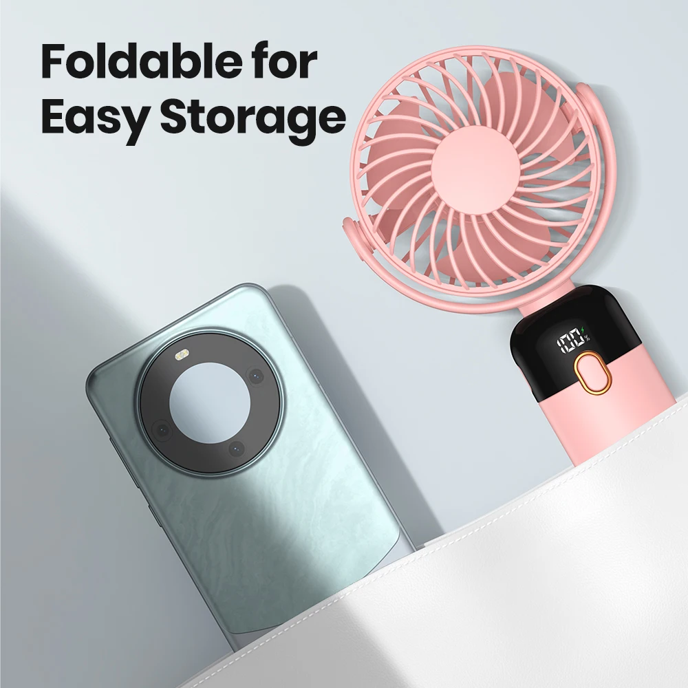 OEM K70 2024 New Design 2400mAh Handheld Small USB Mini Fan Mute Large Wind Portable Halter Fan