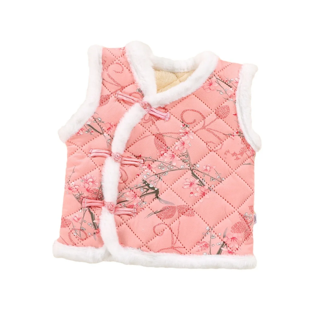 New cotton Guofeng vest 2025 winter New Year dress girl baby national wind plus fleece thickened net red vest