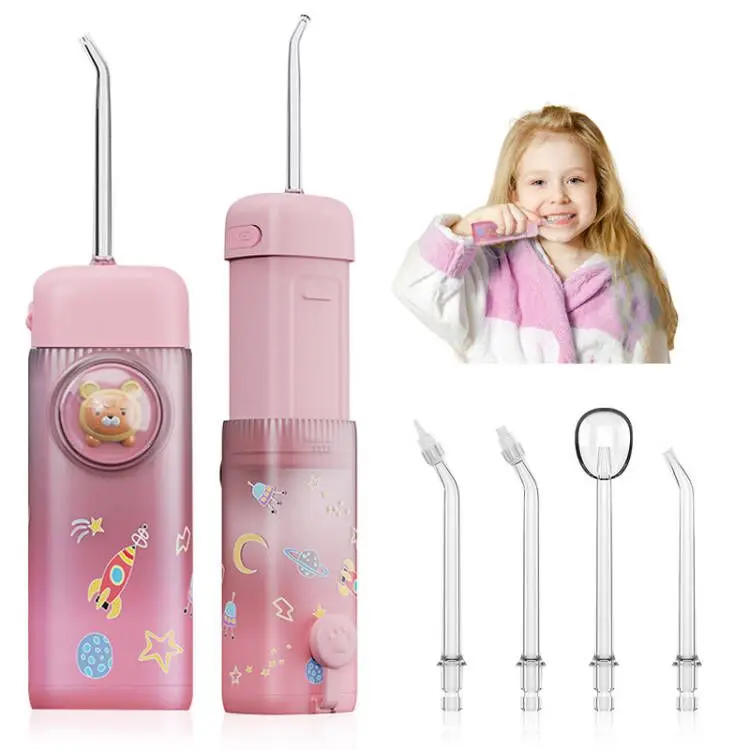 IPX7 Waterproof Kids Oral Dental Irrigator Mini Teeth Cleaner Electric Portable Water Dental Flosser with Detachable Water Tank