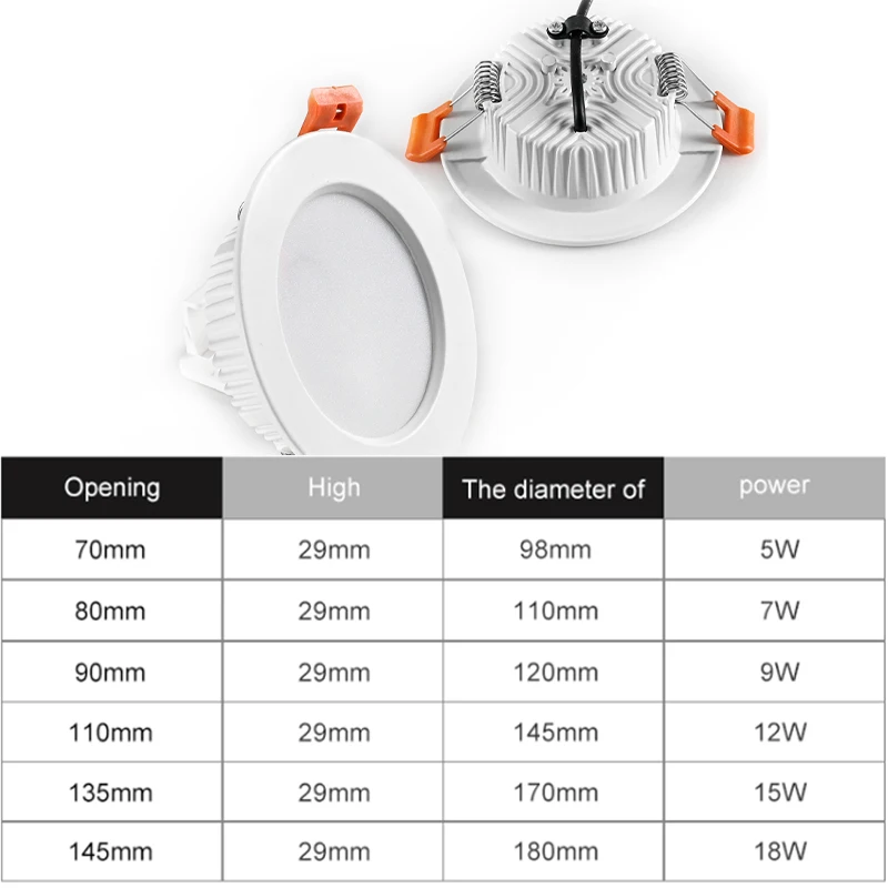Easy Installation Ceiling Downlight lamp Recessed Indoor Hotel Home 5 7 9 12 15  18 20 24  30 36W LED Down Light