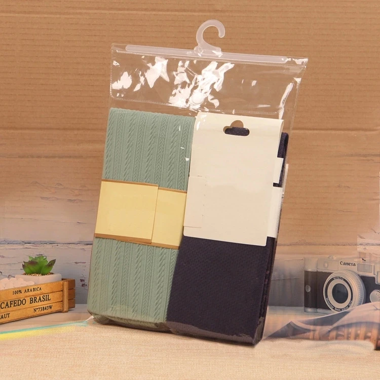 Snap button plastic bag with hanger garment pvc bag