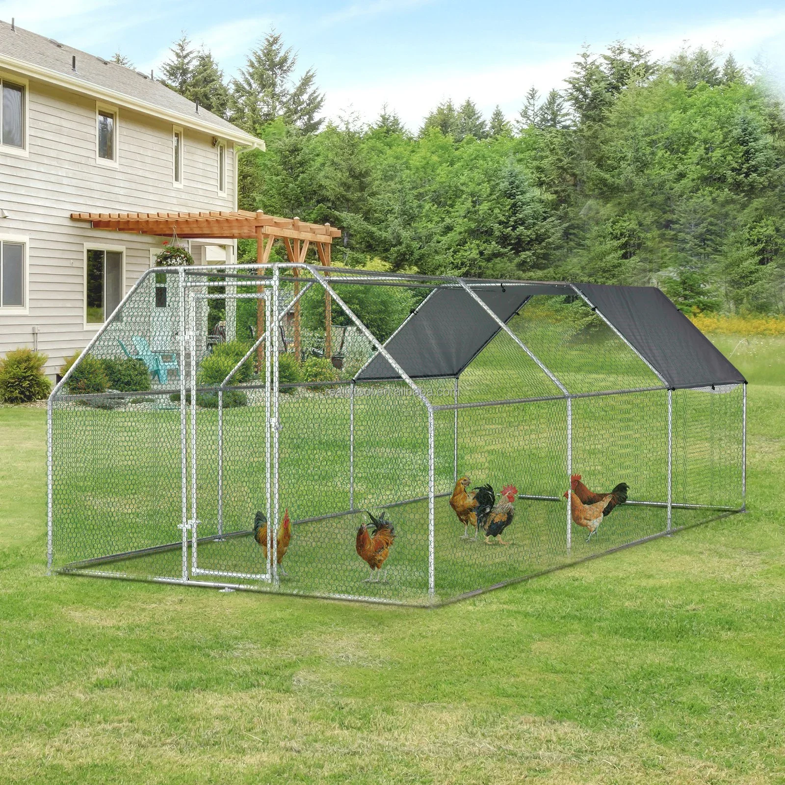 6x3x2m metal chicken runs walk in coop rabbit hutch animal cages chicken house metal large pet house gallinero
