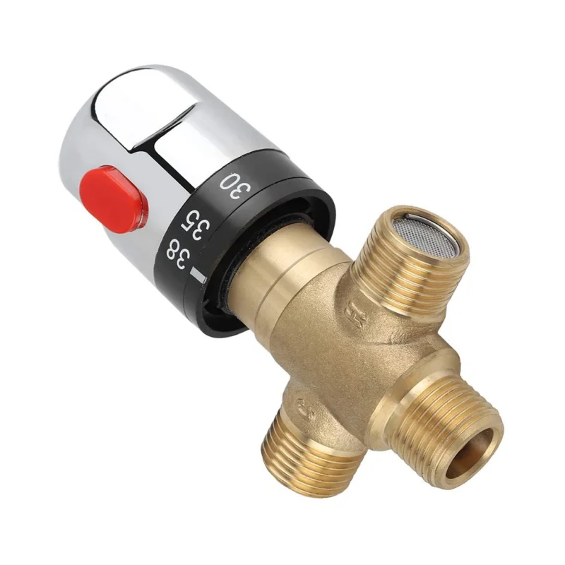Thermostatic Mixing Valve G1/2 for Shower System Water Temperature Control Hot Cold Water Regulator