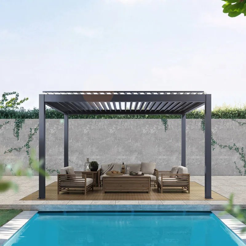 garden building pergola canopy motorized with remote control pergola exterior waterproof pergola roof ideas