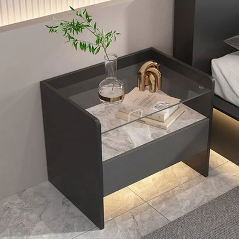 Light luxury bedside table simple modern bedroom intelligent bedside table with light