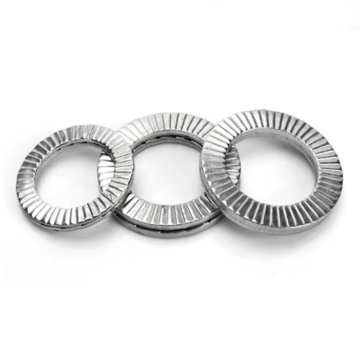 SS304 316 DIN 25201 double fold self locking washers safety knurling wedge lock washers
