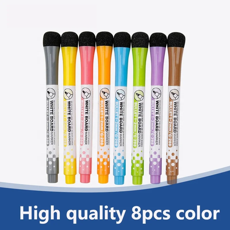 durable no-toxic fine tip dry erasable 8 colors glitter whiteboard marker with magnet
