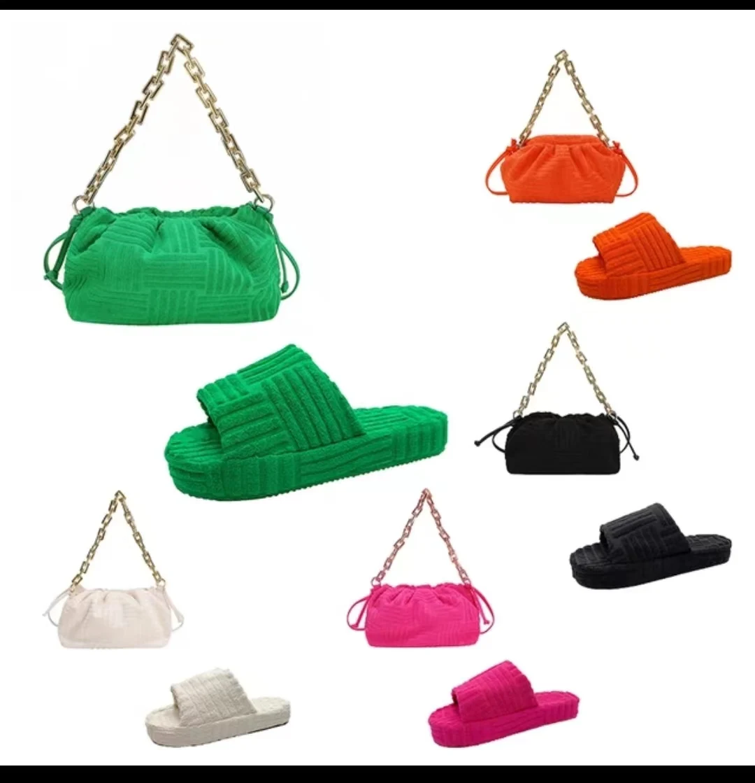 2022 orange slippers large size thick bottom warm wool slippers women autumn and winter embossed towel cotton slippers