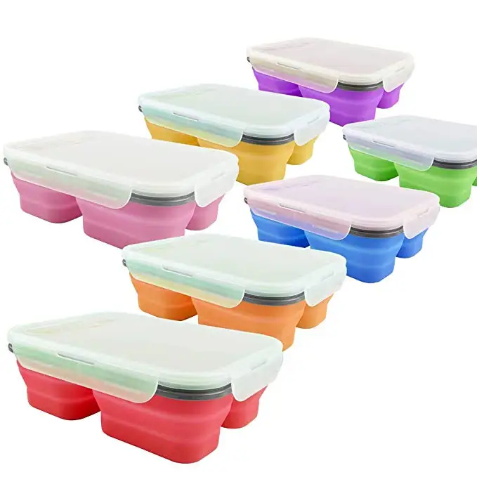 Silicone Collapsible Portable Lunch Box Silicone Food Storage Containers Foldable Lunch Box