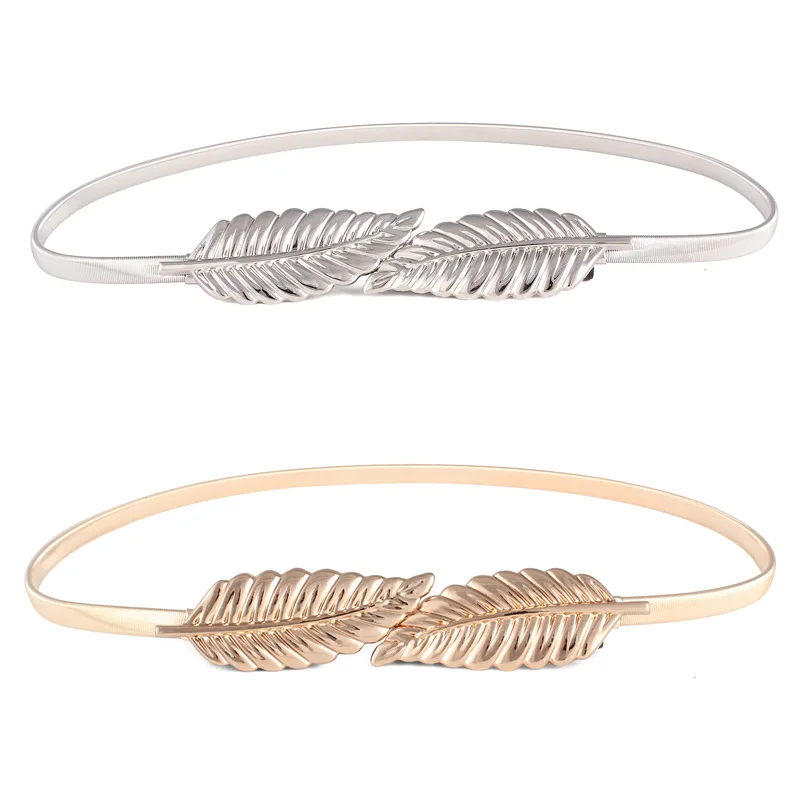 Tiktok Hot Sale Stretch Belts For women Dresses Fashion Belts For Ladies Wedding Waist Belt Metal Plate Elastic Chain