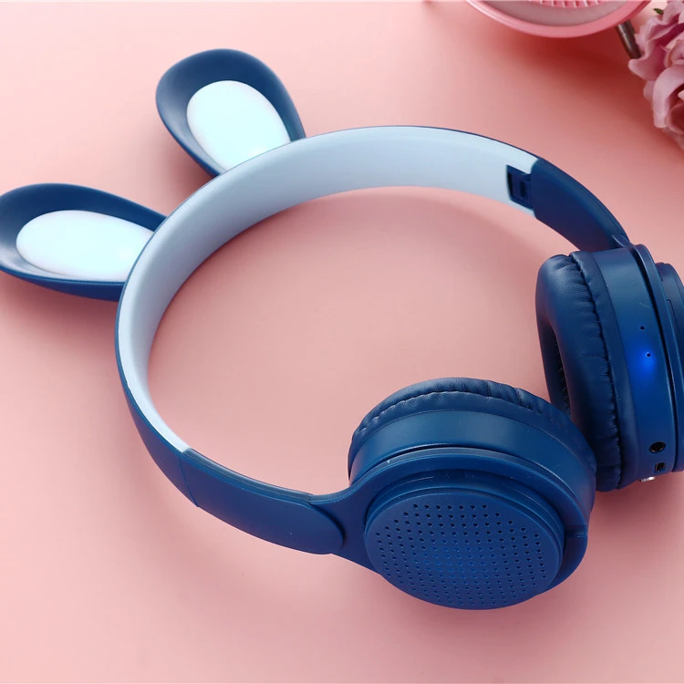 New Earphone Cute Rabbit Ear Headphone LED Kids Wireless Headset Earphone with Shining Five-pointed Star Pattern