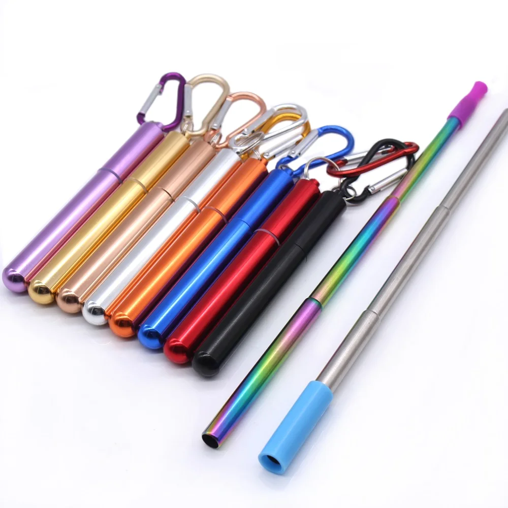 New Arrival Reusable Metal Stainless Steel Drinking Telescopic Straw