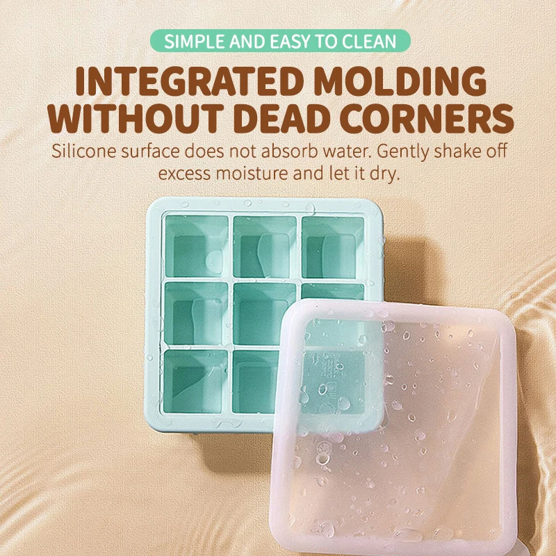 Silicone Ice Cube Tray Mold  Square Large Ice Cube Trays  ice cream mold with Lid