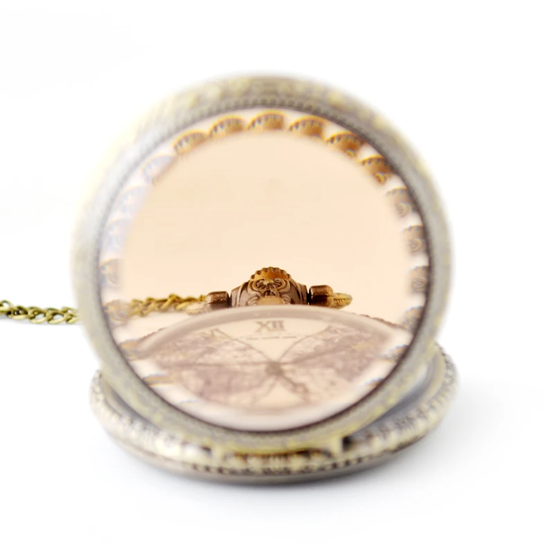 Wholesale High Quality Crystal Spirit Pocket Watches Fashion Vintage Nurse Glass Brass Laser lettering Pocket Watch