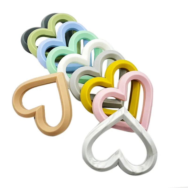 Hot Sell Silicone Baby Chew Toy Heart Shape Teething Ring Silicone Baby Teether Newborn Babi Gift  Accessories