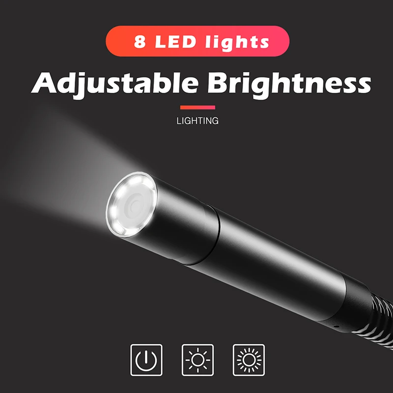 Endoscope Snake Camera with 4.3inch IPS Display 5m Waterproof Gooseneck Borescope Cable 8LEDs with 2600mAh 1080P Waterproof Lens