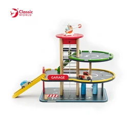 Hot Sale Educational Pretend Play Modern Parking Garage Toys Wooden Cars for Children Kids
