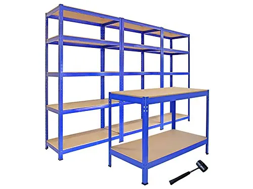 Storage rack 180 x 90 x 40 cm load 875 kg powder-coated blue boltless shelf