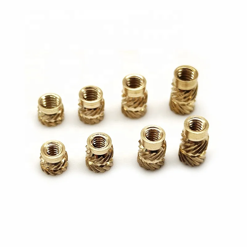 China Large Stock M1.6 M2 M3 M4 M5 M6 Threaded Insert Brass Knurled Hot Melt Insert Nuts for Plastic Injection