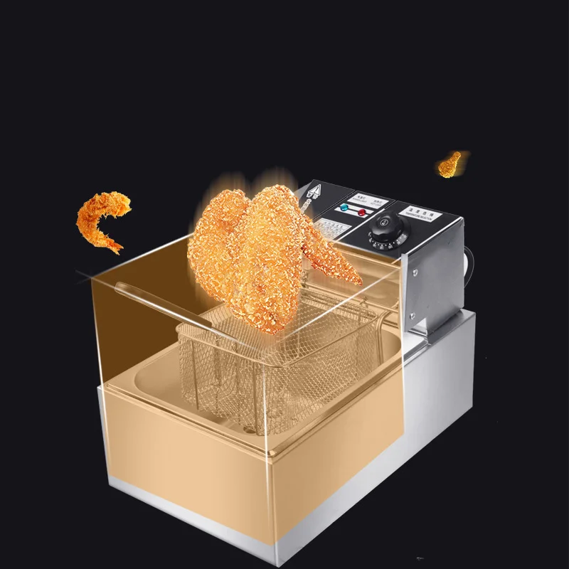 Professional 6L Kitchen Commercial Electric Chicken Wing Deep Fryers French Fries Fryer Machine with Temperature Control