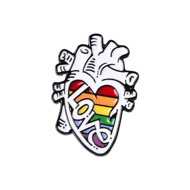Manufacture Heart Shape Series Lapel Pins Creative Scenery Art Metal Badges