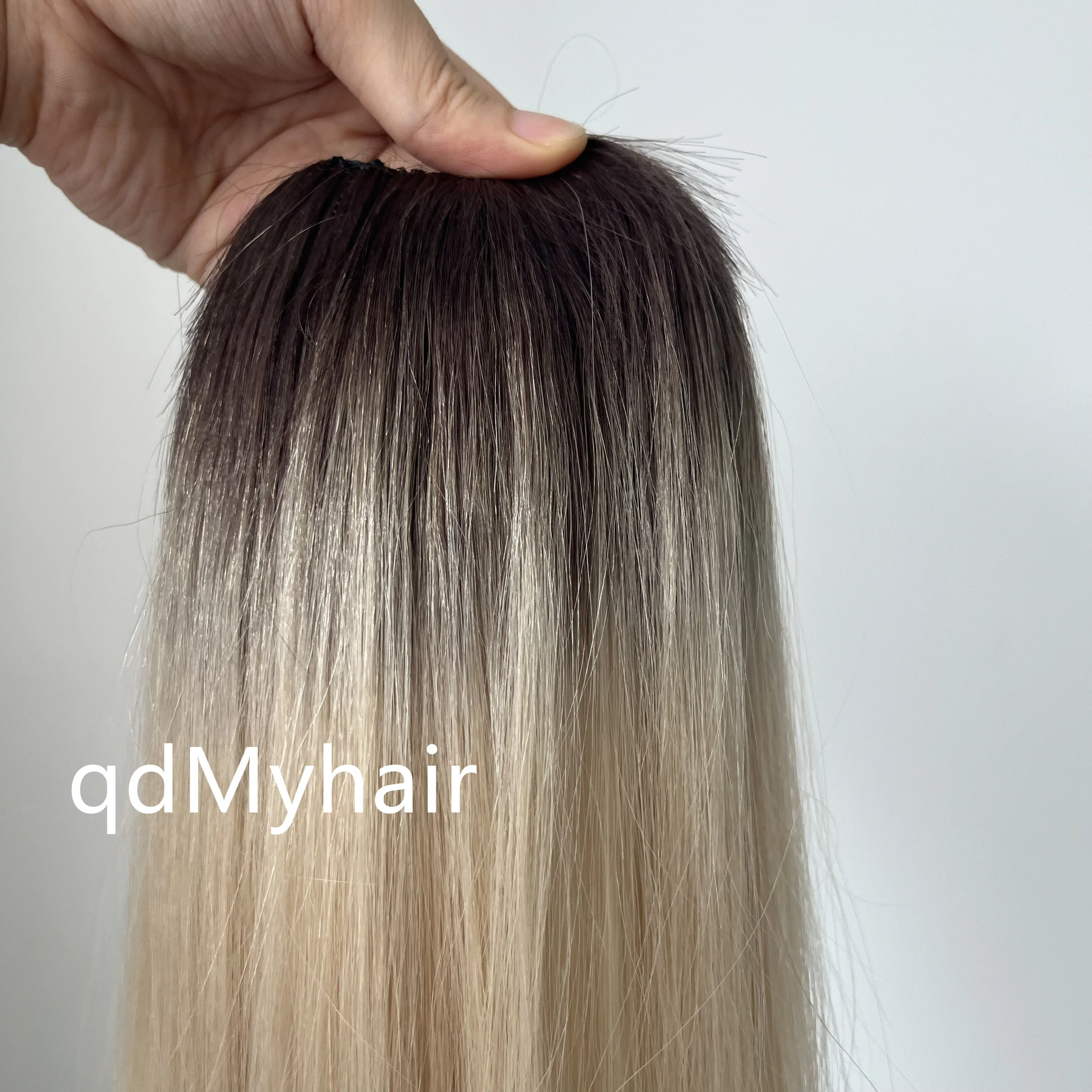 Zero Invisible Feathers Crochet Line Russian Remi Hair Weft Extensions T Color with Natural Wave