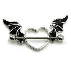 Cheap 316L Stainless Steel Bat Shape with black wings Nipple Rings body  piercing jewelry
