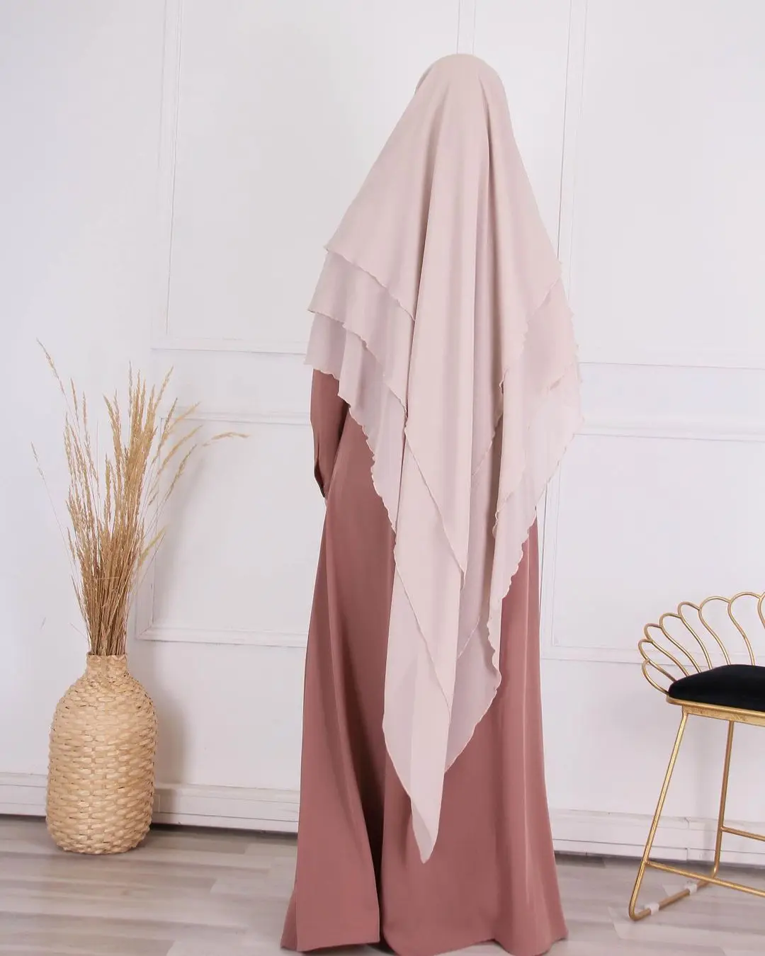 2022 ready to ship Muslim women fully covered Chiffon instant hijab three layer overhead hijab