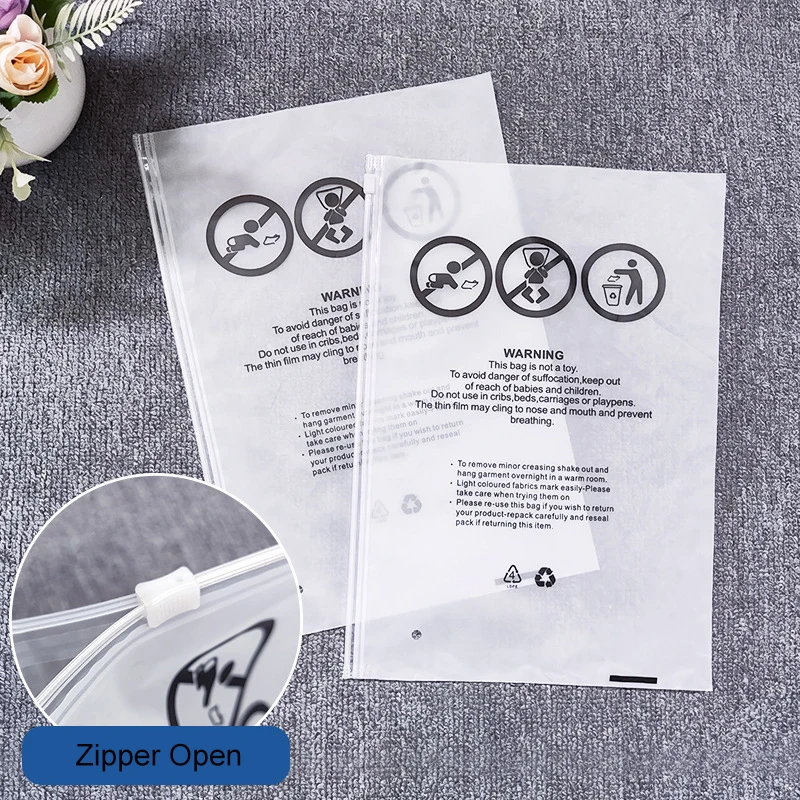 GRS binder frosted ziplock personalizadas clothing frost ziplock bag clothing pack white black frosted zipper bags for clothes